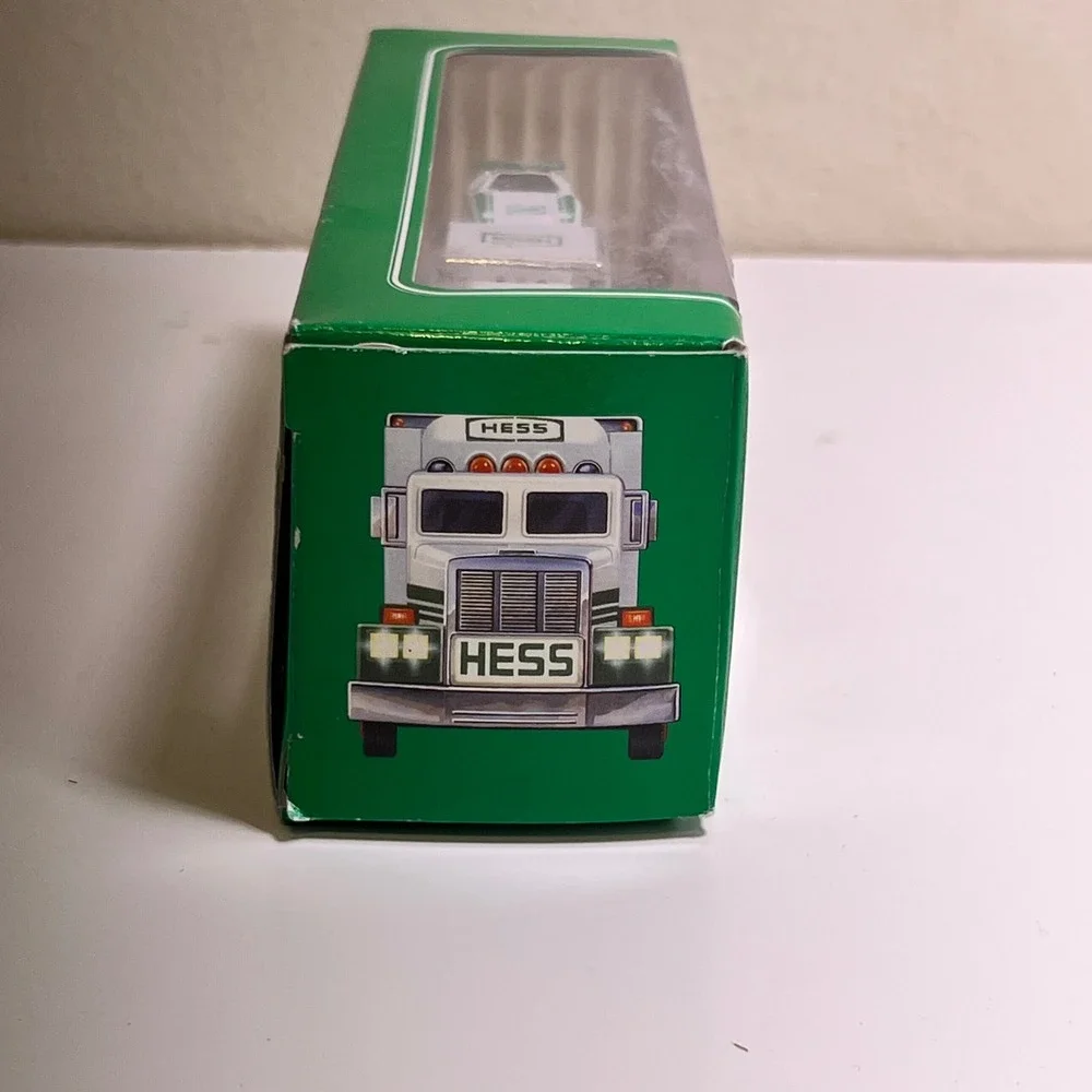Hess 2001 Miniature Racer Transport White Green Toy Truck Set‎ Original Box